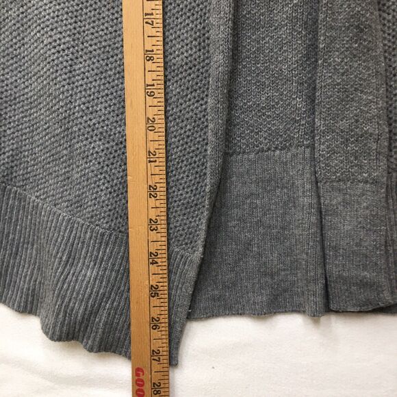 GAP Merino Blend Open Cardigan Sweater Women's S Gray Waffle Knit Shrug Neck - Picture 11 of 16